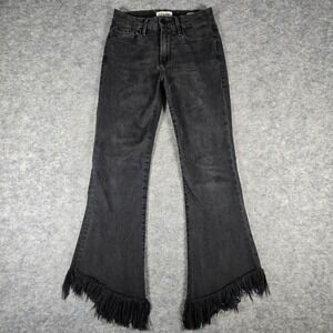 FRAME Womens Black Le Crop Mini Boot Fringe Hem Jeans 25